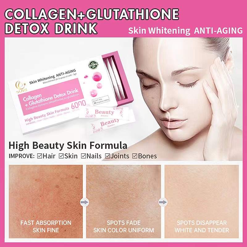 DOUZI Soins de la peau Soins de santé Supplément Grossistes Beauté Collagène Blanchiment de la peau boisson petit Collagène Peptides Poudre Glutathion VC